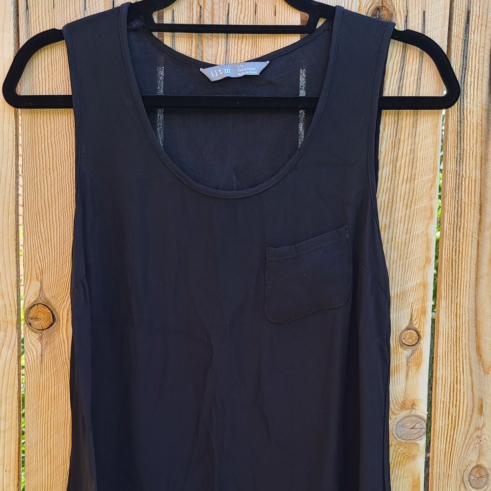 iltm - Black tank, thick sheer-ish, pocket